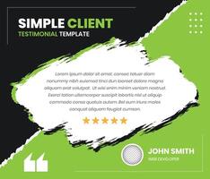 Simple quote, client review and customer feedback presentation social media post template with torn edge stroke brush effect vector