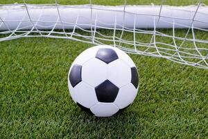 soccer ball in net photo