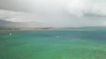 A thunderstorm approaching the coast of the island of Mauritius in the Indian Ocean video