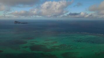 Mauritius island, view from a drone magnificent clouds and the Indian ocean video