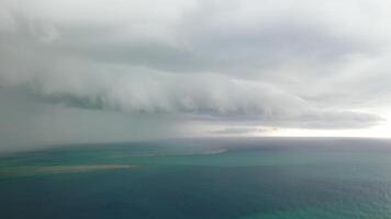 A thunderstorm approaching the coast of the island of Mauritius in the Indian Ocean video