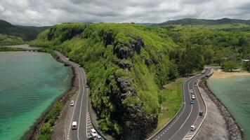 Mauritius island, view of the Cape with the monument to captain Matthew Flinders and the Indian ocean video