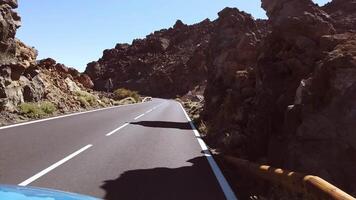 The road towards Mount Teide on the island of Tenerife.The path in the crater of the Teide volcano. The Canary Islands.Spain video