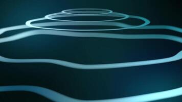 Serene abstract design featuring smooth, glowing teal lines forming concentric, rippling waves over a dark gradient background, evoking calmness and depth. video