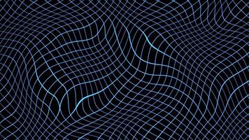 Dynamic, glowing blue grid pattern forming wavy distortions on a black background, creating a futuristic and abstract visual. video