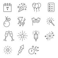 happy new year firework icon set. Included icons as sparkle, fireworks, explosion, vacations, invitation, more vector
