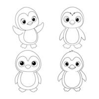 Adorable Penguin Coloring Page in Line Art Style vector