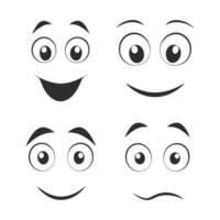 Cartoon Silhouette Face Set with Funny Expressions vector