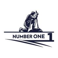 Modern Number One Logo Template with Minimalist Design vector