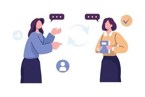 Active listening skill for business communication flat style illustration design vector