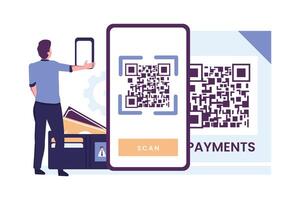 QR code scanning metaphore flat style illustration design vector