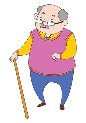 Old man with walking stick