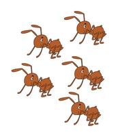 Ant group isolated on white background vector