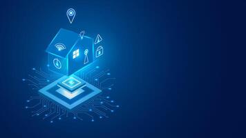 Smart home technology icon house automation system. editable vector
