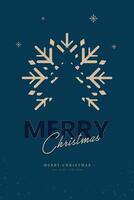 Premium Merry Christmas post card, Gold snow flake element, Christmas tree on snow flakes For background, web site banner, greeting card, marketing elements, banner concepts vector