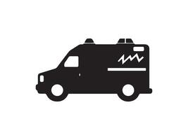 A black and white silhouette of a ambulance icon. Black ambulance icon on white background. vector