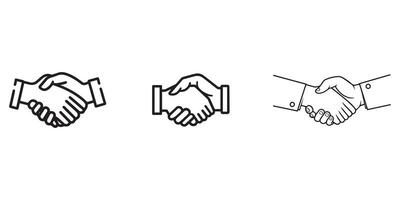 Hands shake icon set . Black Hands shake icon on white background. vector