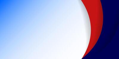 A red, white and blue background with a curved line vector
