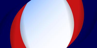 A red, white and blue background with a curved oval vector