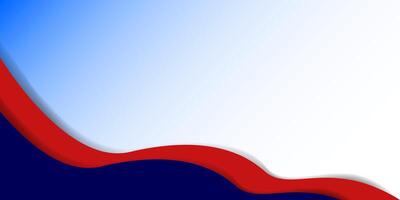 A red, white and blue background with a curved line vector