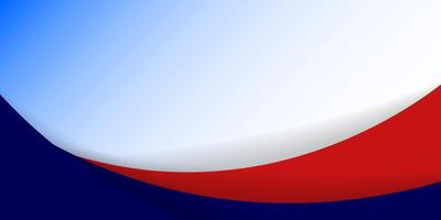 A red, white and blue background with a curved shape vector