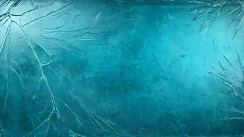 Scratched ice texture with a teal blue overlay, creating an aged glass effect with dust particles. photo
