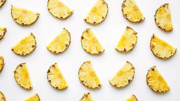 Fresh Pineapple Slices Isolated on White Background for Design Use photo