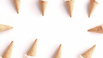 Set of Isolated Ice Cream Cones on White Background photo