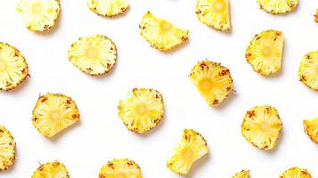 Fresh Pineapple Slices Isolated on White Background for Culinary Use photo