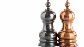 Classic Salt and Pepper Shakers in Elegant Design on White Background photo