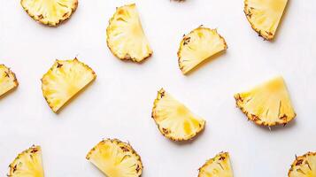 Fresh Pineapple Slices Isolated on White Background for Design Use photo