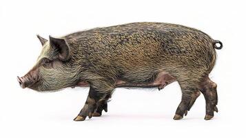 Side View of Domestic Pig in Natural Coloring and Detail photo