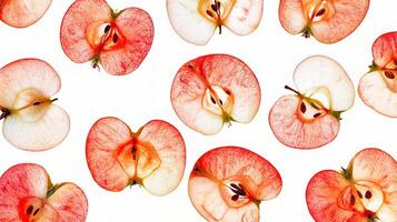 Red Apple Slices Isolated on White Background for Creative Use photo