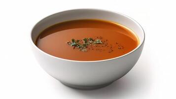 A bowl of soup with a spoon on top photo