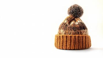 Cozy Winter Hat with Pom Pom Isolated on White Background photo