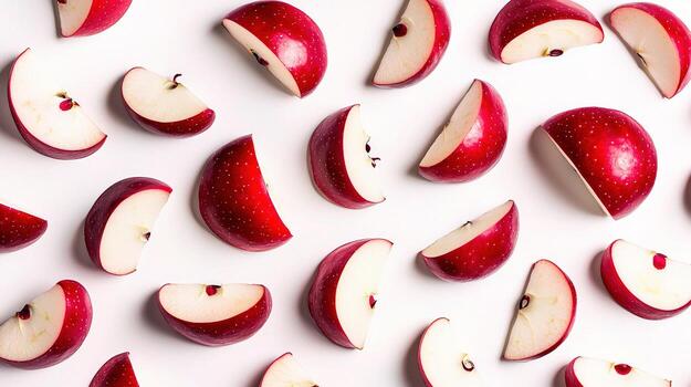 Fresh Red Apple Slices Isolated on White Background for Food Photography photo