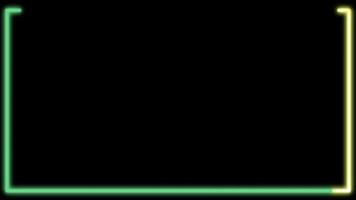 A frame made of colorful glowing neon lines forming a square video