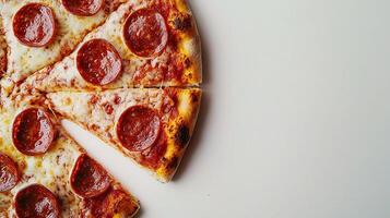 Delicious Pepperoni Pizza Slice Isolated on Clean White Background photo