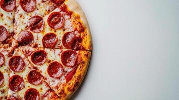 Delicious Pepperoni Pizza Isolated on Clean White Background photo