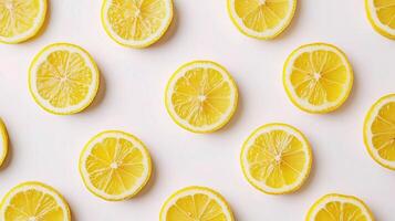 Fresh Lemon Slices Isolated on White Background for Culinary Use photo