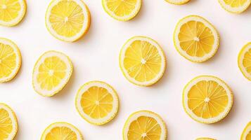 Fresh Lemon Slices Isolated on White Background for Bright Visuals photo