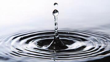 Isolated Water Splash on White Background with Ripple Effect photo