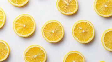 Fresh Lemon Slices Isolated on White Background for Culinary Use photo