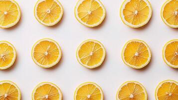 Fresh Lemon Slices Isolated on White Background for Culinary Use photo