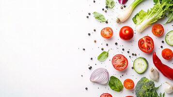 Fresh Vegetables Isolated on White Background for Culinary Use photo