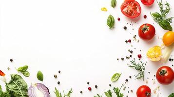 Fresh Vegetables Isolated on White Background for Healthy Cooking photo