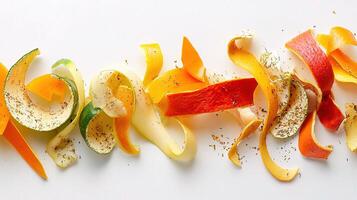 Colorful Vegetable Peelings and Rinds on White Surface photo