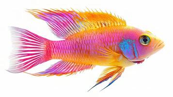 Vibrant Tropical Fish Isolated on White Background for Creative Use photo