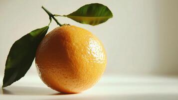 Fresh Orange Isolated on White Background with Green Leaves photo