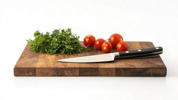 Fresh Ingredients on Chopping Board with Knife Ready for Cooking photo